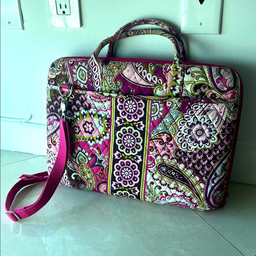 Vera Bradley Quilted Paisley Laptop Bag — Pink Floral Print
